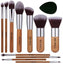 Real Relax BS-MALL Makeup Brush Set 11Pcs Bamboo Synthetic Kabuki Brush Set Foundation Powder Blending Concealer Eye shadows Blush Cosmetics Brushes with Organizer Bag & Makeup Sponge
