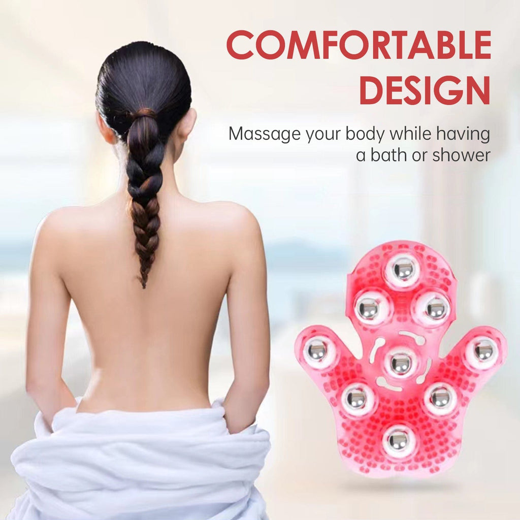 Real Relax MASSAGERS Hand Held Massager for Muscle Back Neck Joint Foot Shoulder Leg Pain Relief - Palm Shaped Massage Glove Full Body Massage Tool with Roller Ball Massager Essential Oils with Portable Design