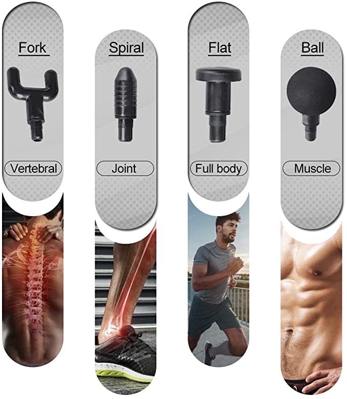 Real Relax MASSAGERS Real Relax® Massage Gun Handheld Muscle Deep Tissue Massager with 4 Massage Heads for Back Body Leg Sports Drill